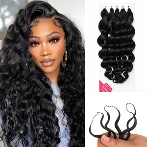【Big Deal】Miracle Knots #1B Loose Wave Crochet Hair Black Wavy Hair Extensions, Invisible Pre-looped Wavy Crochet Braids 100g/pack Beginner Friendly Easy Install Heat Resistant Natural Looking Style