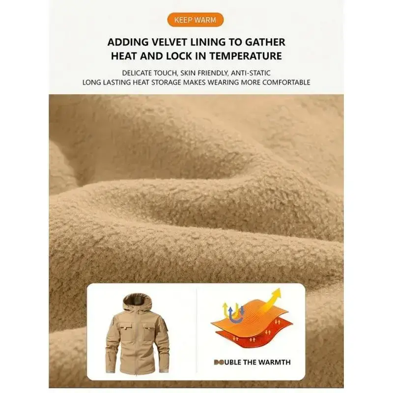 Men's Multi-Pocket Workwear Hooded Jacket, Fleece Waterproof Jacket, 9 Close-Fitting Pockets Fleece Design. Casual Coats jacket men Menswear Tops western wear men perfect hoodie Men's Multi-Pocket Workwear Hooded Jacket, Fleece Waterproof Jacket, 9 Close-Fitting Pockets Fleece Design. Casual Coats jacket men Menswear Tops western wear men perfect hoodie