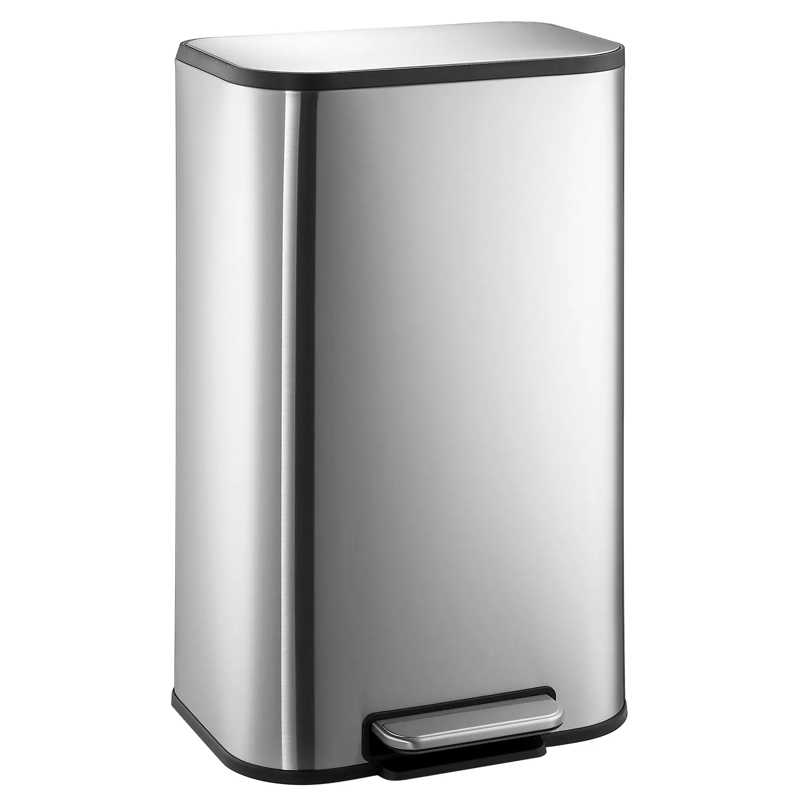 【Christmas Gift】Kitchen Trash Can 8 Gallon Stainless Steel Garbage Can Step On Trash Can with Quiet Close Lid and Inner Bucket for Kitchen Office (30 Liter) Household