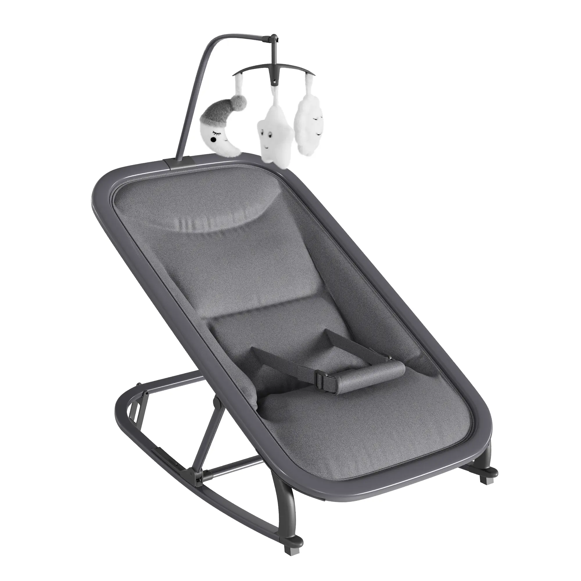 2-in-1 Baby Bouncer & Rocker Chair with 3-Position Reclining Seat, Detachable Toy Bar, Lightweight Aluminum Frame