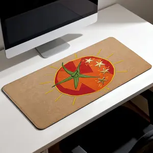 Premium Tomato With Golden Stars Illustration High Quality Mouse Pad Modern Office Gaming Comfort Experience Non?Slip Durable For Daily Work And Play 40*80 Size.