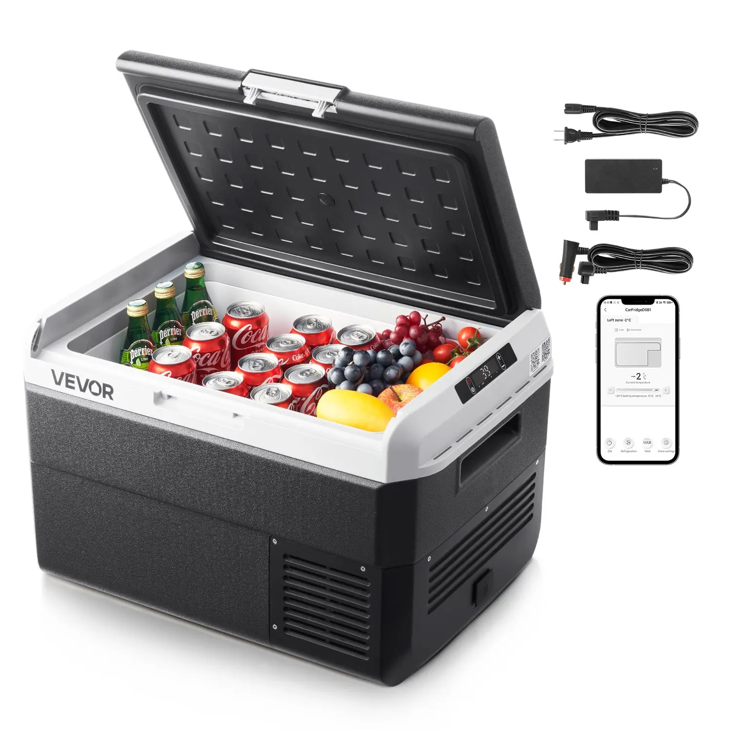 【Summerfinds】VEVOR 12 Volt Car Refrigerator, 52.8QT/50L Car Fridge, Portable Electric Cooler with -4 ℉ ~68 ℉   Adjustable Temperature, 12/24V DC and 100- 240V AC Compressor Freezer for Outdoor, Camping, Travel, RV