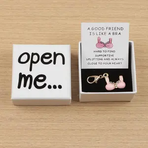 1pc Funny Colorful Bra Keychain With Gift Box, Creative Birthday Party Pendant Keyring, Long-Distance Friendship Jewelry for Women Fun Accessory, Playful Design, Quirky Keyring, Wellcrafted Accessory, Stylish Charm, Best Friend Gift, Women’s Keychain Gift