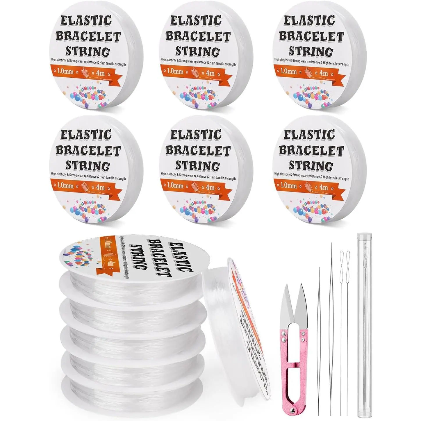1 mm Stretchy Bracelet String Elastic String for Bracelet Making Easy to Knot with  Making Supplies Beading  and Container for Storage