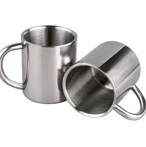 Unbreakable Mugs for Double Walled Camping Coffee Mugs 7.5oz/220ml Stainless Steel Mug with Handle, Set of 2