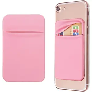 Cell Phone Pocket Self Adhesive Card Holder Stick On Wallet Sleeve with Adhesive ID Credit Card ATM Card Holder for iPhone Android 2 PACK PINK