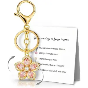 DearLuniva B Flower Spinner Keychain Flower Bag Charms for Handbags Floral Purse Charms Spinner Fidget Keychain for Anxiety