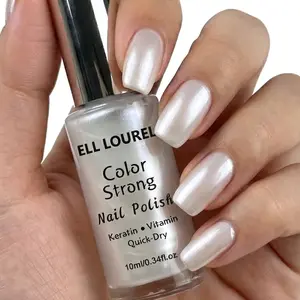 ELL LOUREL Cool-Toned Pearlescent White Nail Polish - Transparent, Brightening, Non-Graying, Smooth-Flow, Brush Mark-Free, Clean Fresh Finish for Spring Summer
