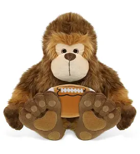 DOLLIBU Super-Soft Polyester Stuffed Sasquatch Toy - 12" Sports-Theme Plush with Football, Customized Gifts for Ages 0+