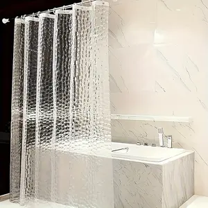HOT 1pc 3D Pebble Pattern Waterproof Shower Liner - Clear Three-Dimensional Bathroom Decoration - Easy to Clean  Mildew-Resistant  Non-Slip  and Durable Home Accessories for Bathroom Renovation Curtain Vinyl