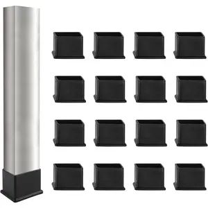 Rectangle Furniture Leg Protectors 1-1/2" x 1", Masendelk 12 Pack Black Chair Leg Caps Wood Floor Protectors, 38 x 25mm Rubber Chair Leg Covers - 12 Pieces