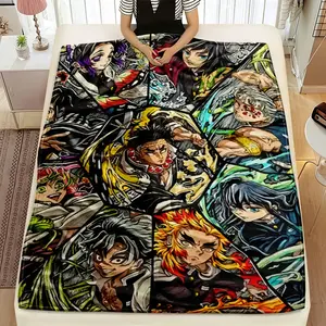 Demon Slayer Ultra-Soft Anime Print Flannel Throw Blanket Home Sofa Bedroom Dorm Couch Office Car Travel Blankets Gift for Men Women Boys Girls Ultra Soft No Shed Flannel Fleece Throw Blanket - Machine Washable Cozy Blanket for Couch Bed College Dorm
