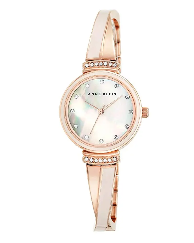 Anne Klein Classic Glamorous Women's Watch AK-2216BLRG - Rose Gold-Tone Alloy, Gold Accented, Shiny, Round Silver Wrist Watch, Classic Fashion Women's Watches, Gold Accented Wrist Watches