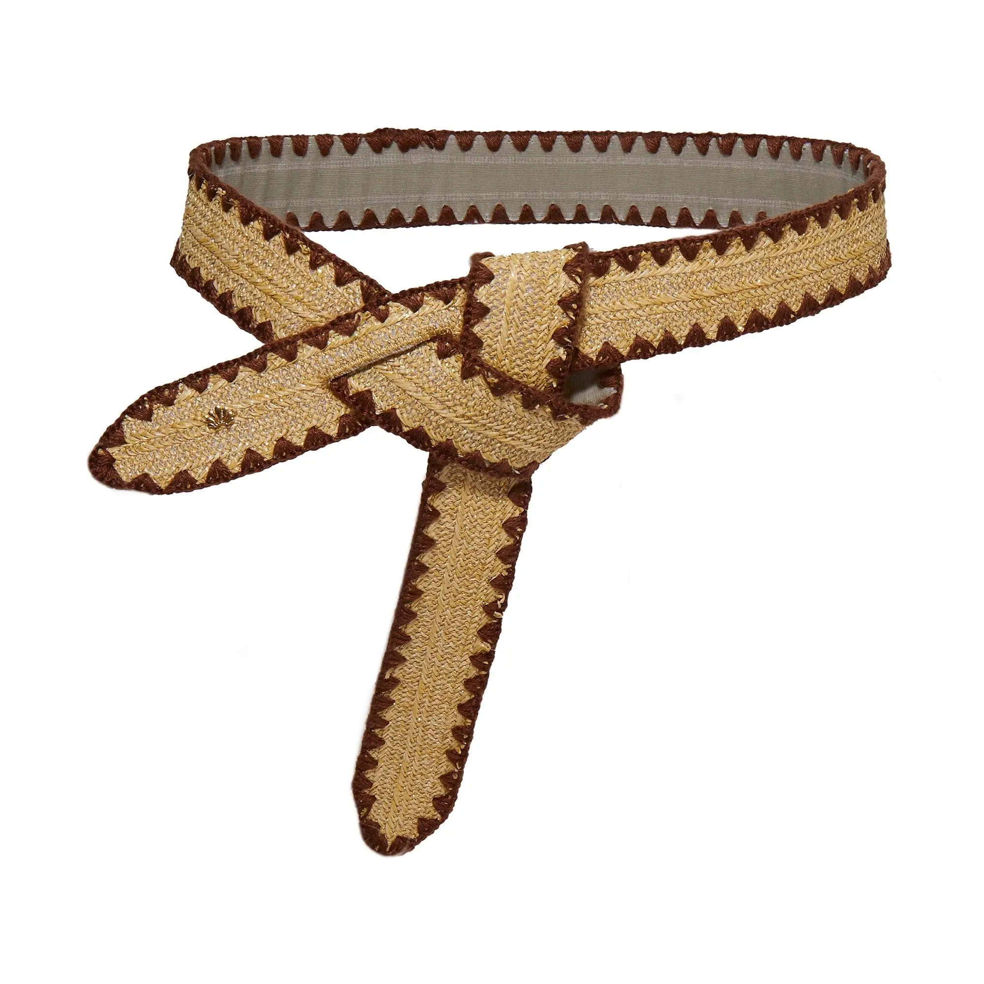 CHOCOLATE ADJUSTABLE RAFFIA KNOT BELT
