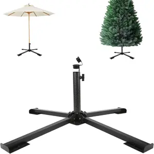 Metal Christmas Tree Stand Ø2.5 – 3.6 cm, Artificial Small Christmas Tree Base Fits Trees 60-200 cm, Outdoor and Indoor Use, Black