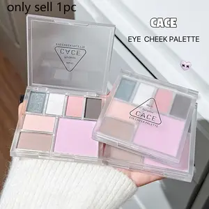CACE Multi-Functional 7-Color Eyeshadow and Blush Palette with Matte, Pearl, and Glitter Finishes, Easy Blending, Natural Layered Look, Also for Contouring and Cheeks