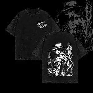 Portgas D. Ace Shirt – One Piece Washed Oversized Tee, Fire Fist Graphic, Retro Pirate Streetwear, Anime Gift for Fans 2025