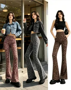 3-Pack Women's High Waist Butt Lifting Flare Pants, Bold Leopard Print; Minimalist & Versatile Activewear Style, Elastic Anti-Roll Waistband Design. Soft and Skin-Friendly Fabric, Perfect for Yoga, Fitness, Home Leisure, Suitable for All Seasons.