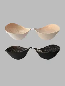 2 Pairs Thick 5cm Push-Up Stick-On Silicone Breast Pads, and Mix, Adjustable Straps for Bras and Swimwear, Reusable Non-Slip Design for Weddings and Gym, Patented Bra Inserts