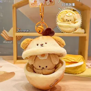 A cute Puff Puppy Pendant with a Puppy Doll inside the zipper soft stuffed Plushie Design little gifts for girls Round Fun day gift