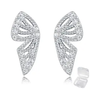 925 Sterling Silver Exquisite Butterfly Wing Stud Earrings