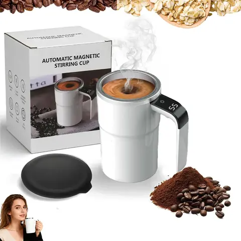2026 New Classic Stainless Steel Rechargeable Magnetic Automatic Self-Stirring Smart Mug - Single Unit Plain Finish Electric Drinkware, Travel Mix Helper for Coffee, Perfect Holiday Gift for Adults, Coworkers (Home & Travel Use)