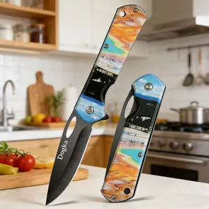 Yellowstone Scenic Print Folding Kitchen Knife Colorful Landscape Folding Cooking Knife Nature-Themed Kitchen Utility Tool Portable Foldable Knife for Picnics & Home Use Stylish Scenery Print Kitchen Gadget Compact Folding  Cooking&Gifting