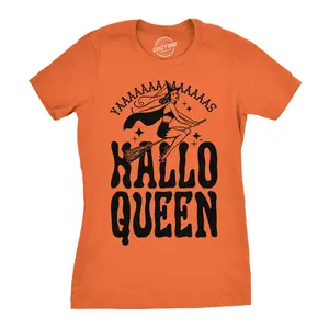 Womens HalloQueen Shirt Funny Halloween Queen Tee for Ladies Cute Costume T shirt Funny Womens T Shirts Cute Vintage Fashion Casual Ladies T-Shirt Gift Halloween Tops for Women Women's Novelty Tees Orange