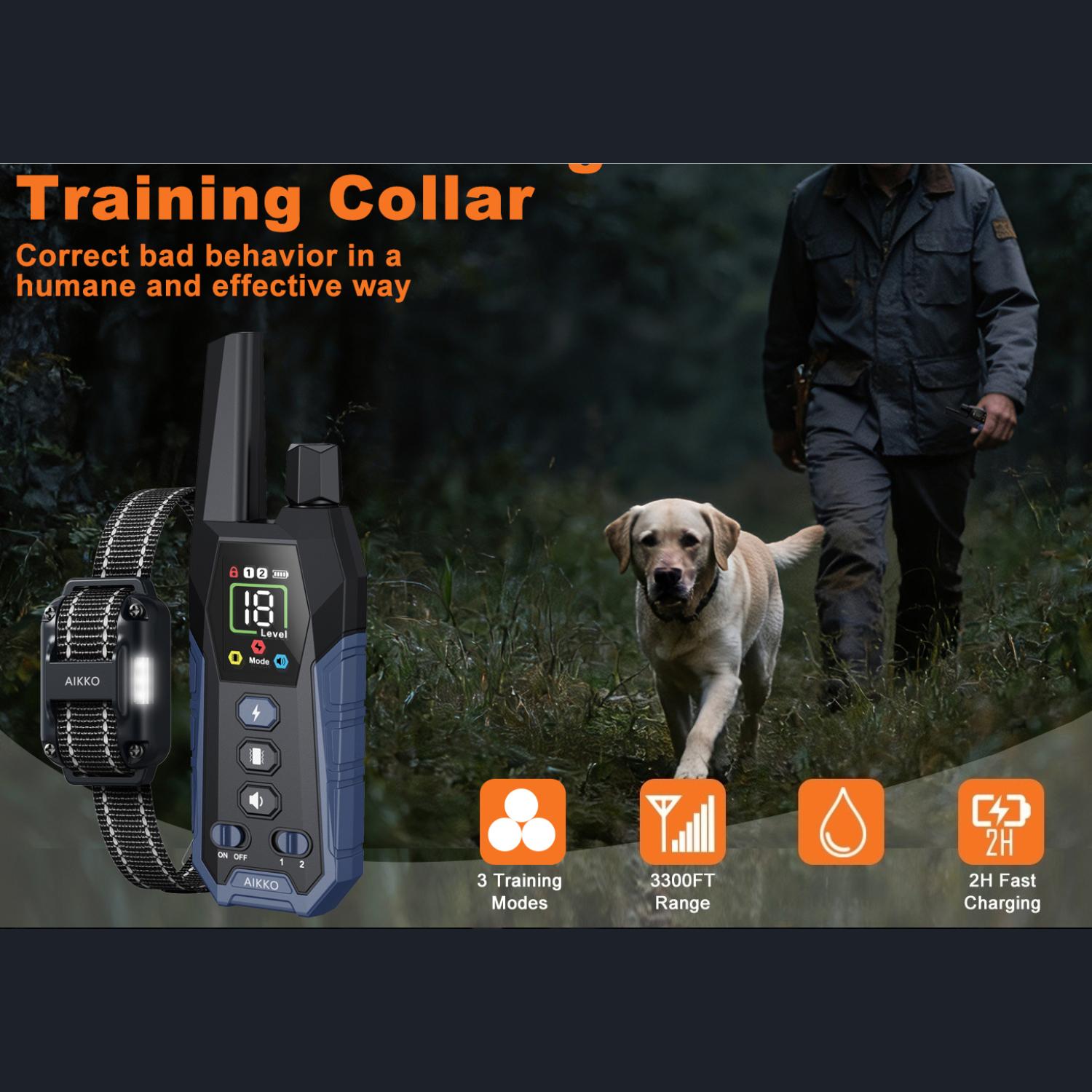 Dog Training Collar with Remote 800M Range, Beep Vibration Safe Shock Waterproof Rechargeable