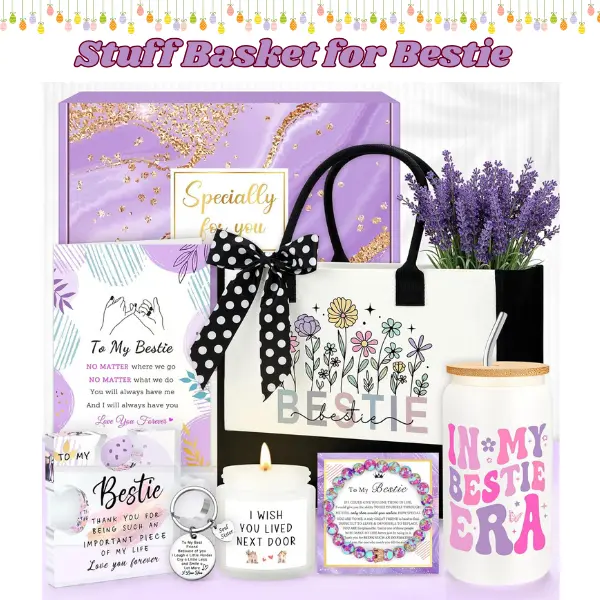 Funny 14in Acrylic Bestie Birthday Gift Basket Set, BFF Women Gift Box, Home Party Supplies, Unique Birthday Gifts for Her, Mother’s Day Gift