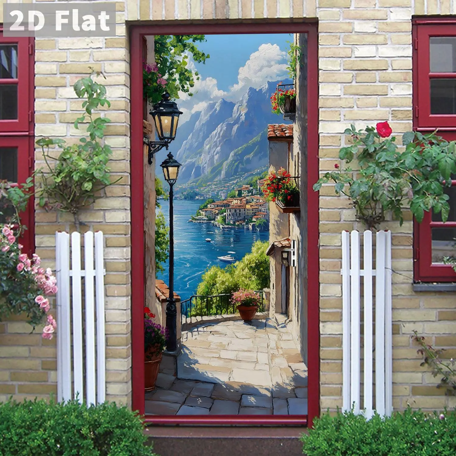 Landscape Pattern Door Sticker, Removable Self-adhesive Door Decal, Decorative Sticker for Home Living Room Bedroom, Ornaments