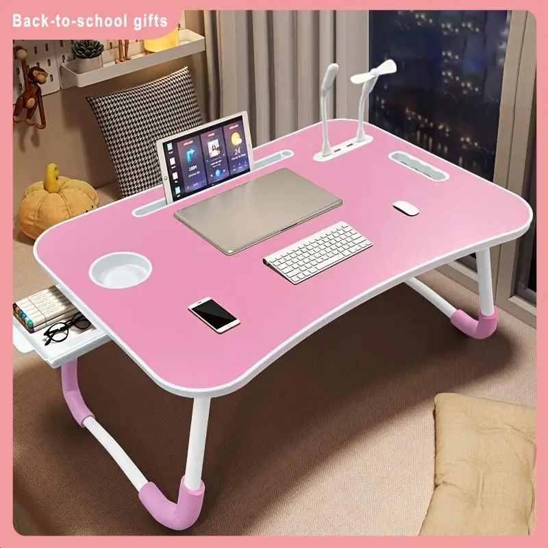 Ultra Large Portable Laptop Bed Table - Multi functional tray holder with cup holder and drawer, USB, fan, and light - Perfect for eating, reading, an