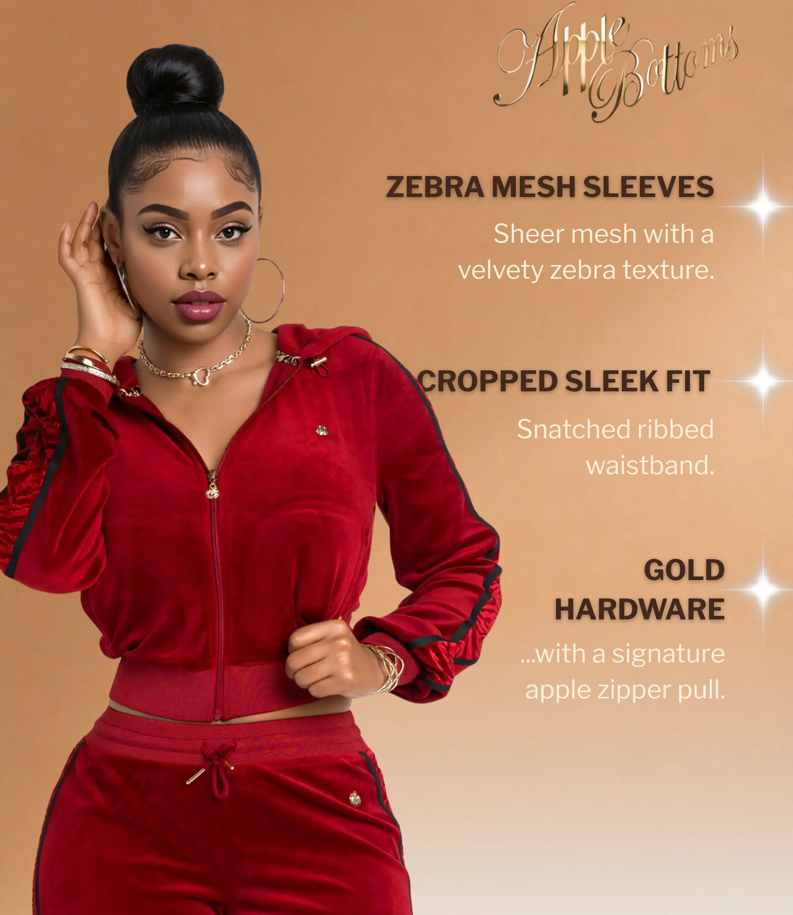 Women's Embellished Cropped Velour Track Jacket, Lightweight Casual Top for Everyday Wear, Embellished Cropped Women's Lightweight Jackets