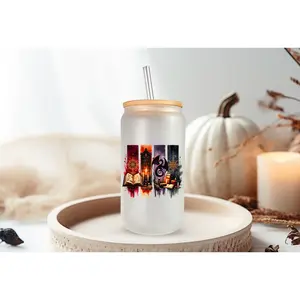 Arcane Library Glass Cup – 16oz Frosted Fantasy Tumbler with Bamboo Lid & Straw | Book & Dragon Lover Gift