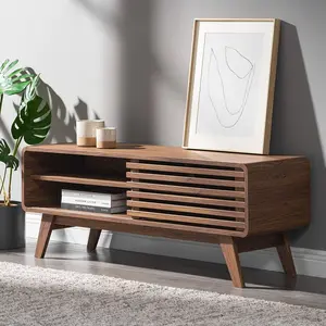 Mopio Ensley Tv Stand 46" Mid-Century Modern Low Profile with Sleek Rounded Finishing Suitable for TV up to 50" mopio