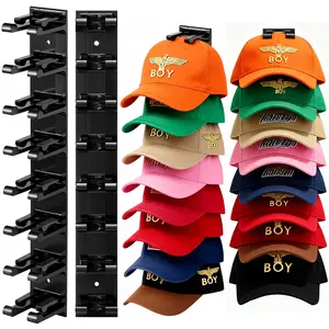 Hat Rack On Wall 2 Pack Hat Organizer for Baseball Caps With Strong Adhesive or Nail Two Mounting Methods Hold up to 18 Hats Cap Rack Multilayer Design for Closet Door Bedroom Hat hanger for Men Hat Hook Space-saving Black or White Hat storage