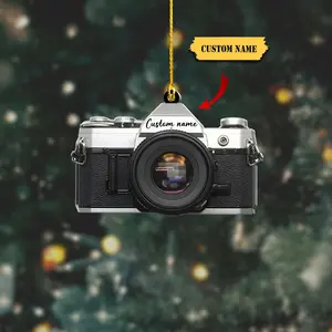 Personalized Camera 2D FLAT Ornament, Camera Ornament, Christmas Ornament Camera Lover Gift, Gift For Photographers, Christmas Tree Decor