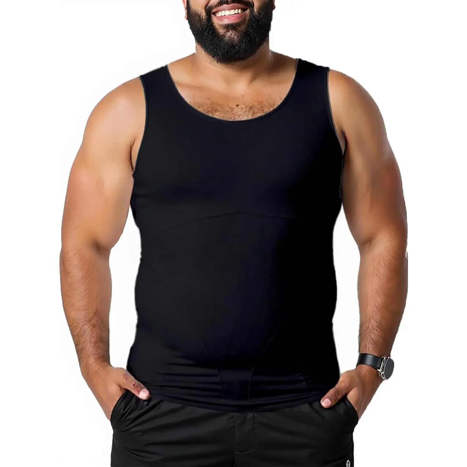 Mens Compression Shirt Sleeveless Slimming Body Shaper Undershirts Tummy Control Workout Tank Top