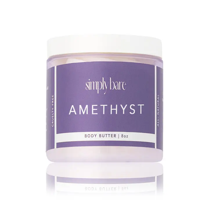 Simply Bare Amethyst Whipped Body Butter – Melon & Plum Scent | Shea, Mango & Kokum Butter Blend for Soft, Hydrated, Glowing Skin