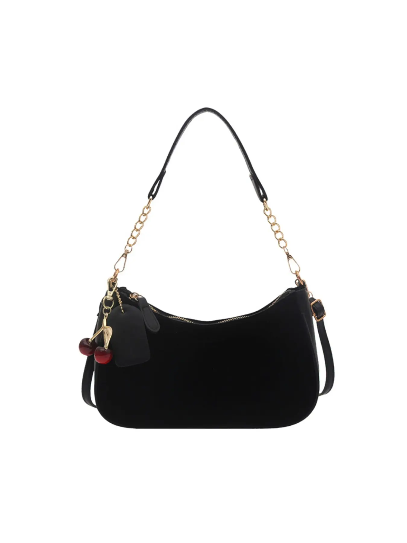New Fashion Classic PU Waterproof Aesthetic Shoulder Bag, Crossbody Chain Bag, Cherry Charm, Printed Design, Metal Chain Decor, Women's Handbag for Shopping, Commuting, Travel, Fashionable Bags, Crossbody With Chain