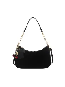 New Fashion Classic PU Waterproof Shoulder Bag, Cherry Charm, Printed Design, Metal Chain Decor, Women's Handbag for Shopping, Commuting, Travel