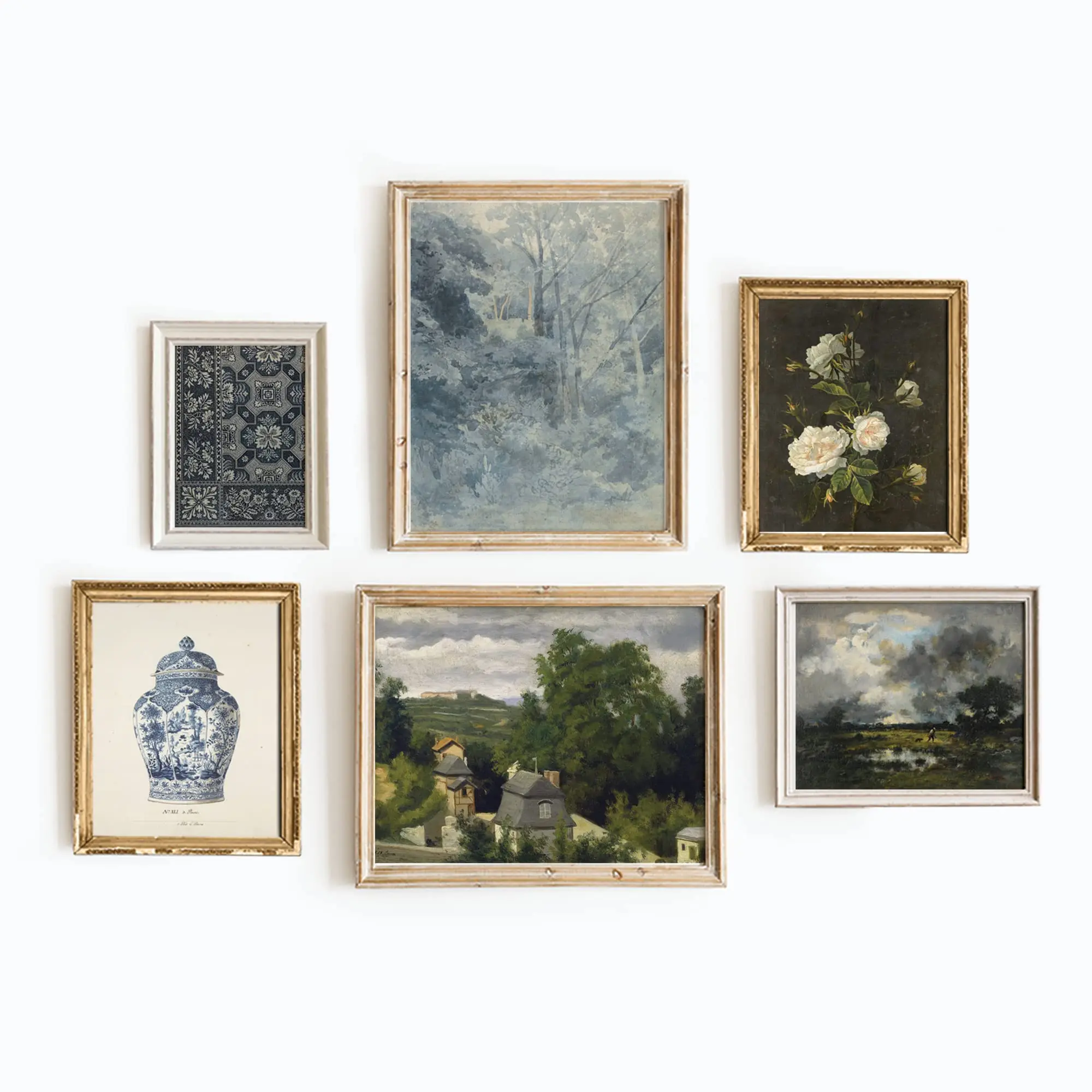 Set 6 Vintage Flower Wall Art - Landscape Posters And Prints, Vintage Farmhouse Decor, French Botanical Art Prints, Antique French Poster, Vintage Wall Art For Bathroom, Kitchen, Living Room(UNFRAMED)