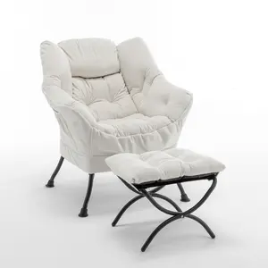 Accent Recliner Chair with Ottoman – Comfortable  Upholstered Lounge Chair with Footrest, Ideal for Living Room, Bedroom, and Office(BEIGE)