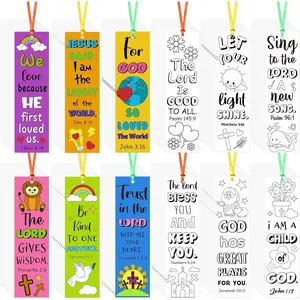120 count  Color Your Own Bookmarks - Religious Christian DIY Coloring Blank Bookmarks for Sunday School Church Reading Activity Classroom Rewards Inspirational Gifts Crafts