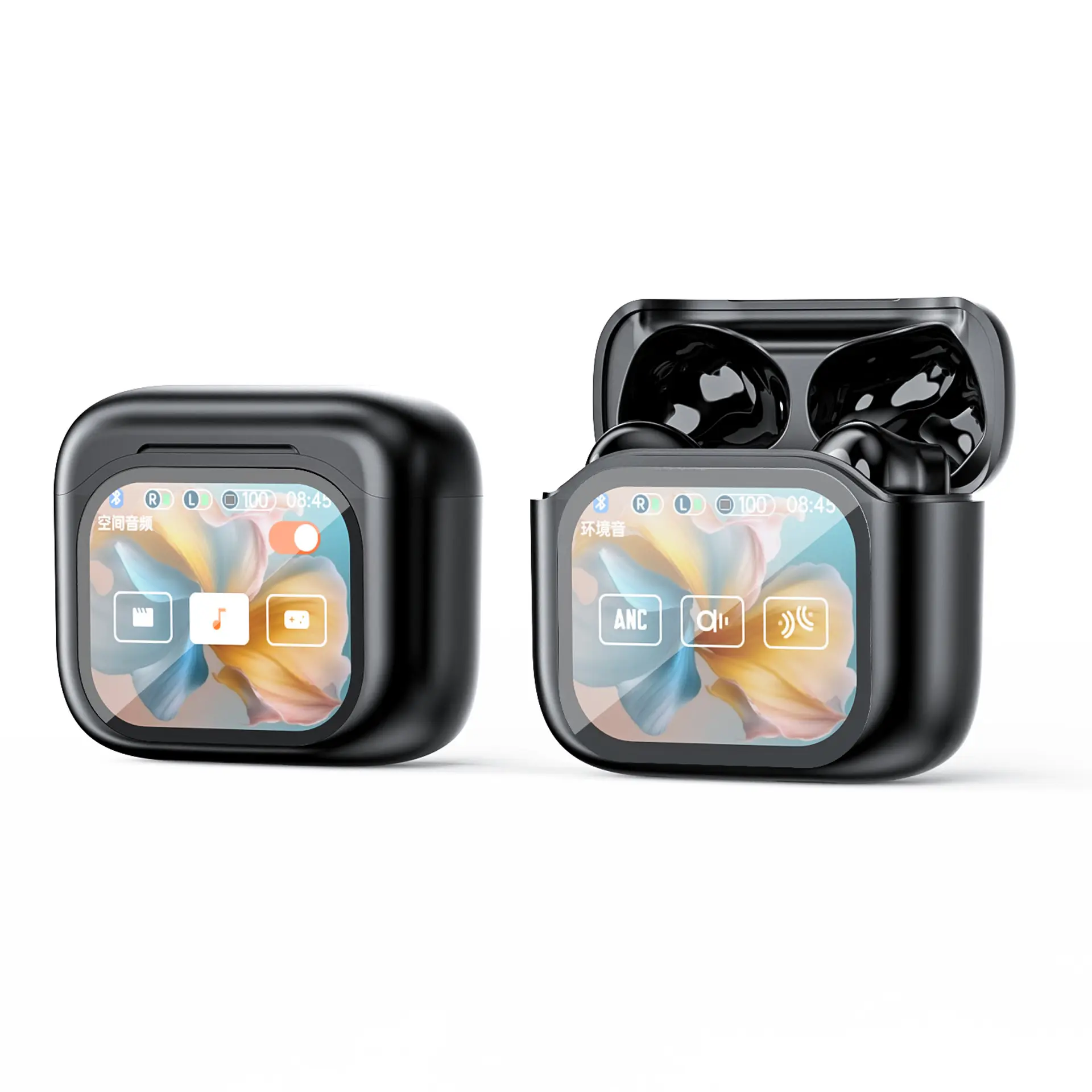 CHENRUIDA JM19 ANC Full-Color Touchscreen Smart Earphones: 25dB deep noise cancellation, 360° panoramic sound, 60h ultra-long battery life, soft silicone ear tips for comfortable wear even after extended periods.