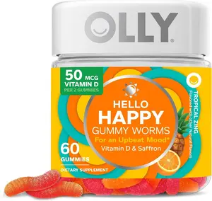 OLLY Hello Happy Gummy Worms, Mood Support Gummies For Adults - 60 Count
