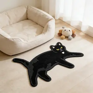 Style Cat Rug, Irregular Shape Non-Slip Mat, Soft Short Pile Easy Clean, Washable Machine Wash, Pet Theme Decor for Living Room