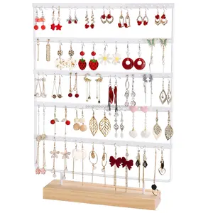 Earring Holder Organizer Stand Display for Vendors 5 Layers Rack for 60 Pairs of Earrings White Color