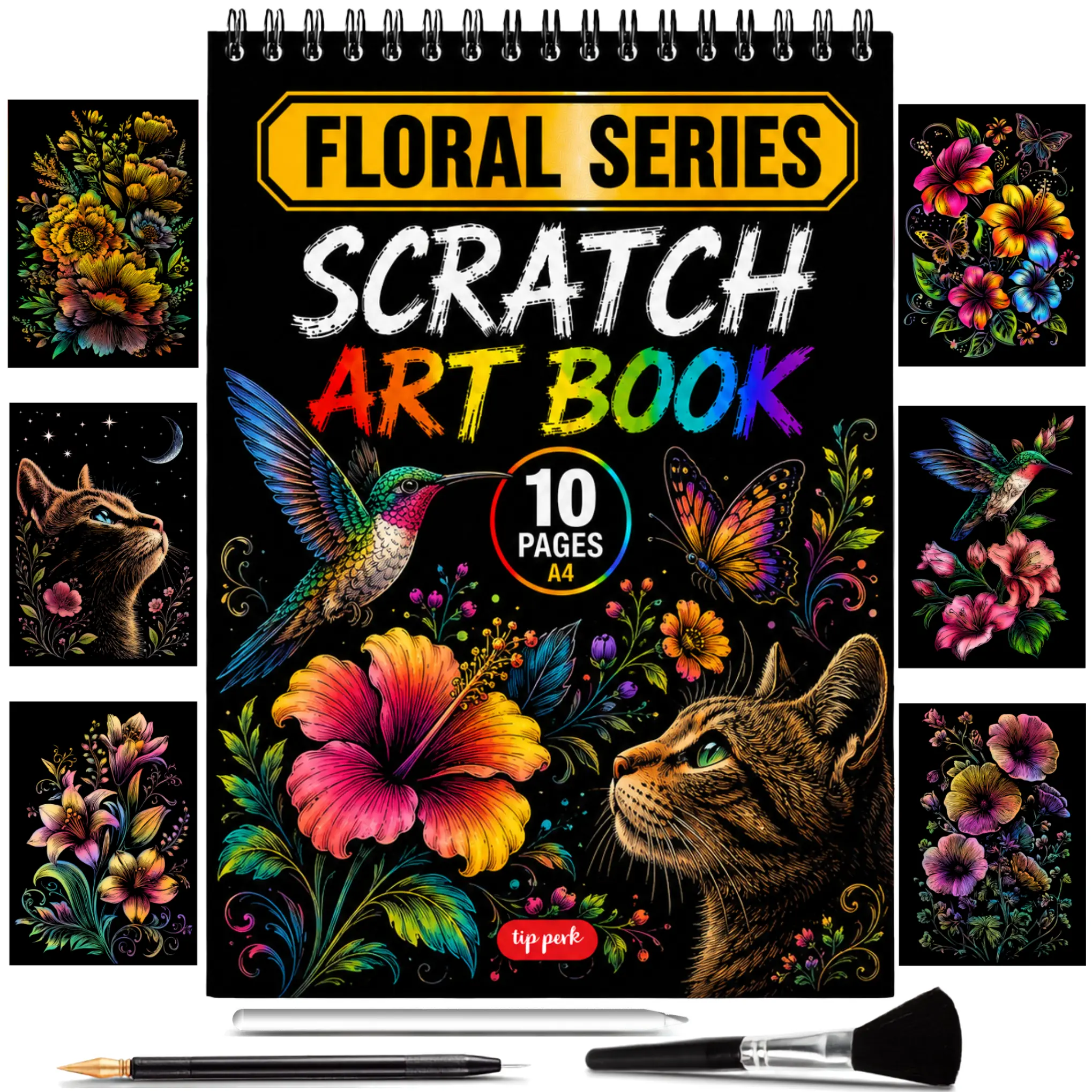 Scratch Art Book for Adults - Colorful Floral Series Scratch Art | Scratch Painting Foil Art for Adults | Scratch and Sketch Floral Series Books | Foil Engraving Art (Floral Series)