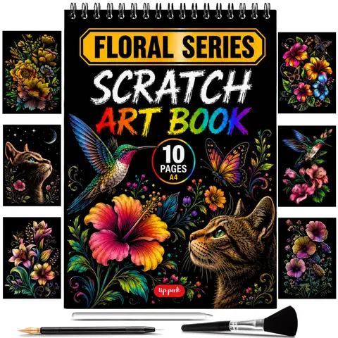 Scratch Art Book for Adults - Colorful Floral Series Scratch Art | Scratch Painting Foil Art for Adults | Scratch and Sketch Floral Series Books | Foil Engraving Art (Floral Series)